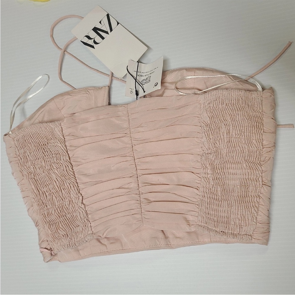 Zara Blush Draped Crop Top - Picture 2 of 4